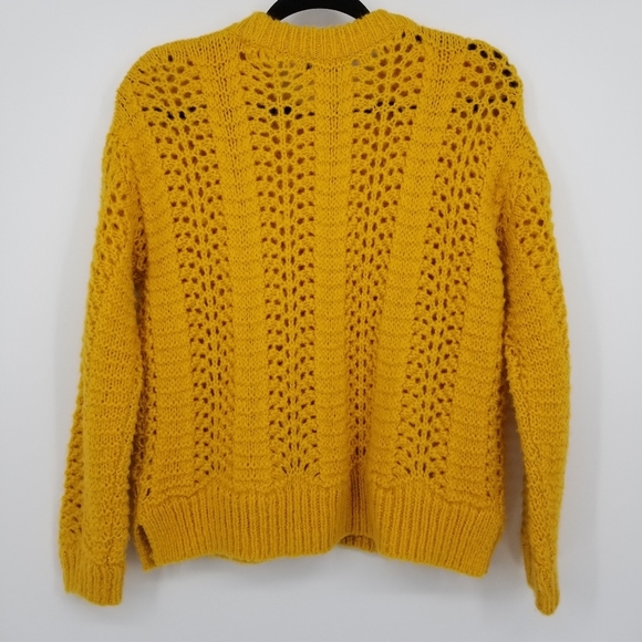 Madewell | Windermere Pointelle Knit Mustard Pullover Sweater - Picture 5 of 11